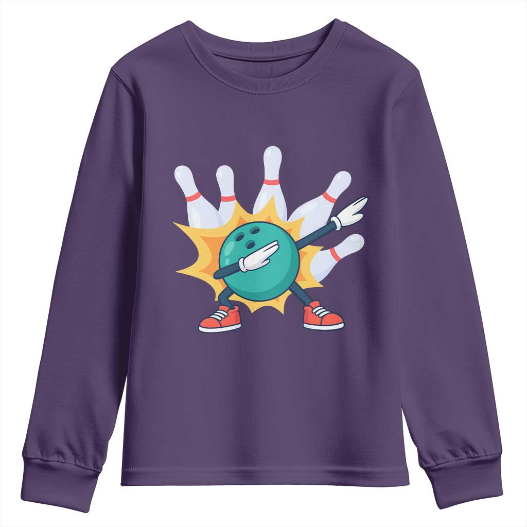 Funny Bowling Ball Dab Youth Sweatshirt Sports Lover Gift TS12 Purple Print Your Wear