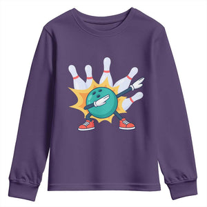Funny Bowling Ball Dab Youth Sweatshirt Sports Lover Gift TS12 Purple Print Your Wear