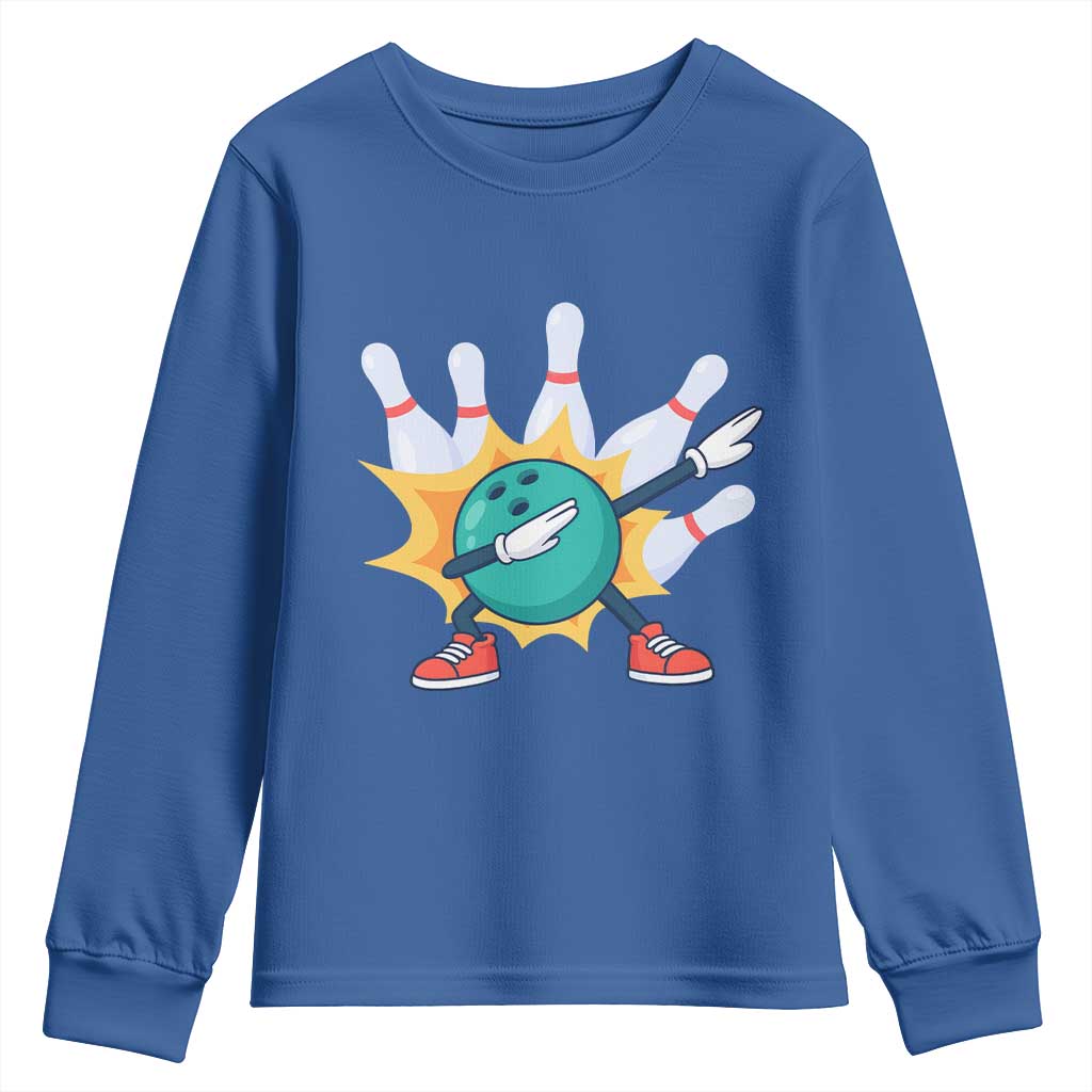 Funny Bowling Ball Dab Youth Sweatshirt Sports Lover Gift TS12 Royal Blue Print Your Wear