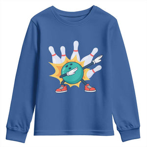 Funny Bowling Ball Dab Youth Sweatshirt Sports Lover Gift TS12 Royal Blue Print Your Wear