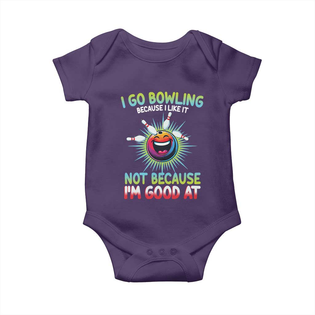 Bowling Humor Gift Baby Onesie I Go Bowling Because I Like It TS12 Purple Print Your Wear