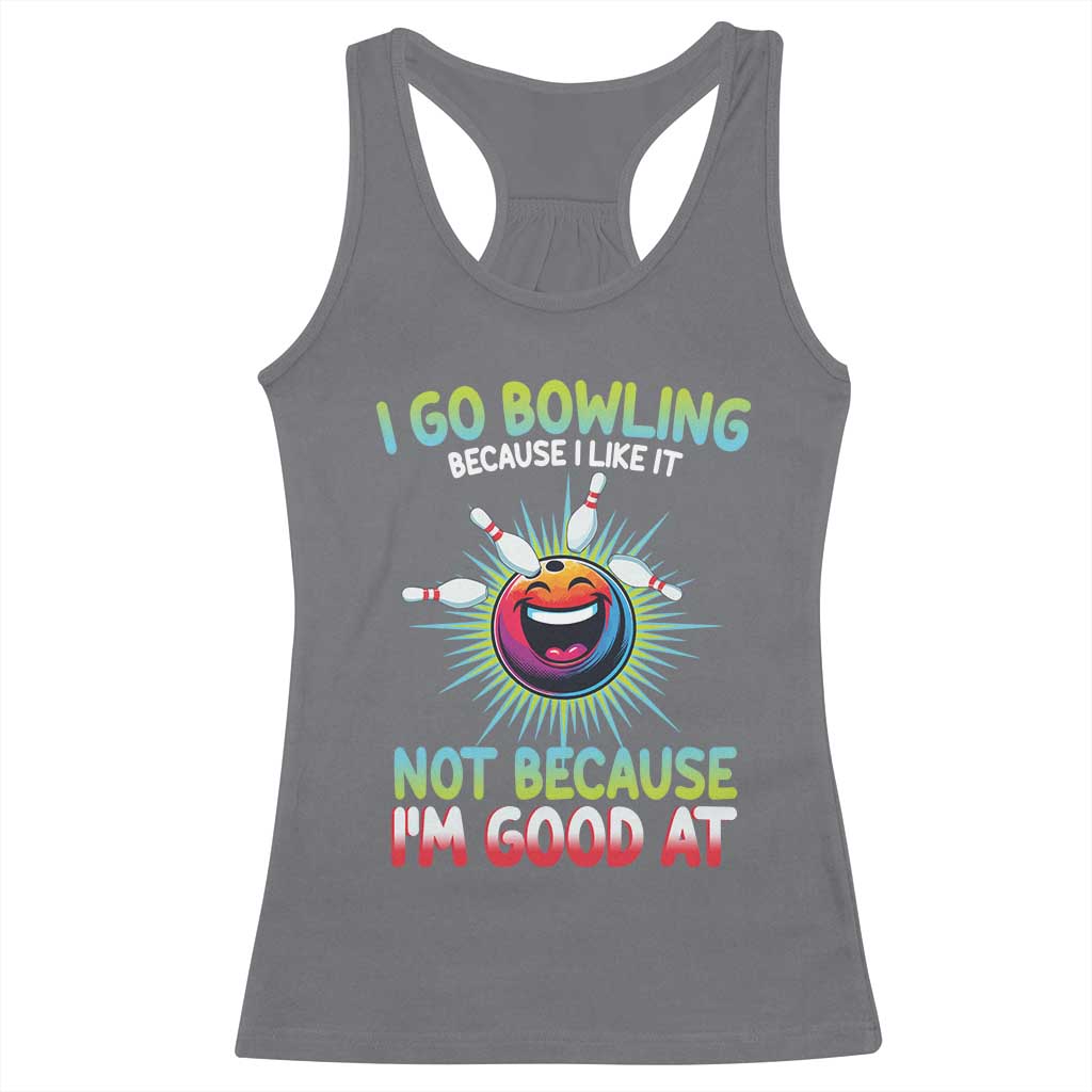Bowling Humor Gift Racerback Tank Top I Go Bowling Because I Like It TS12 Charcoal Print Your Wear