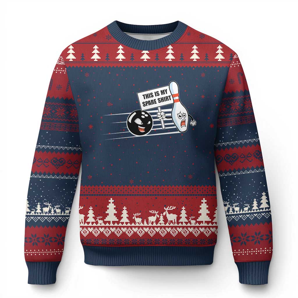 This Is My Spare Shirt Ugly Christmas Sweater Funny Bowling Gift TS12 Navy Red Print Your Wear