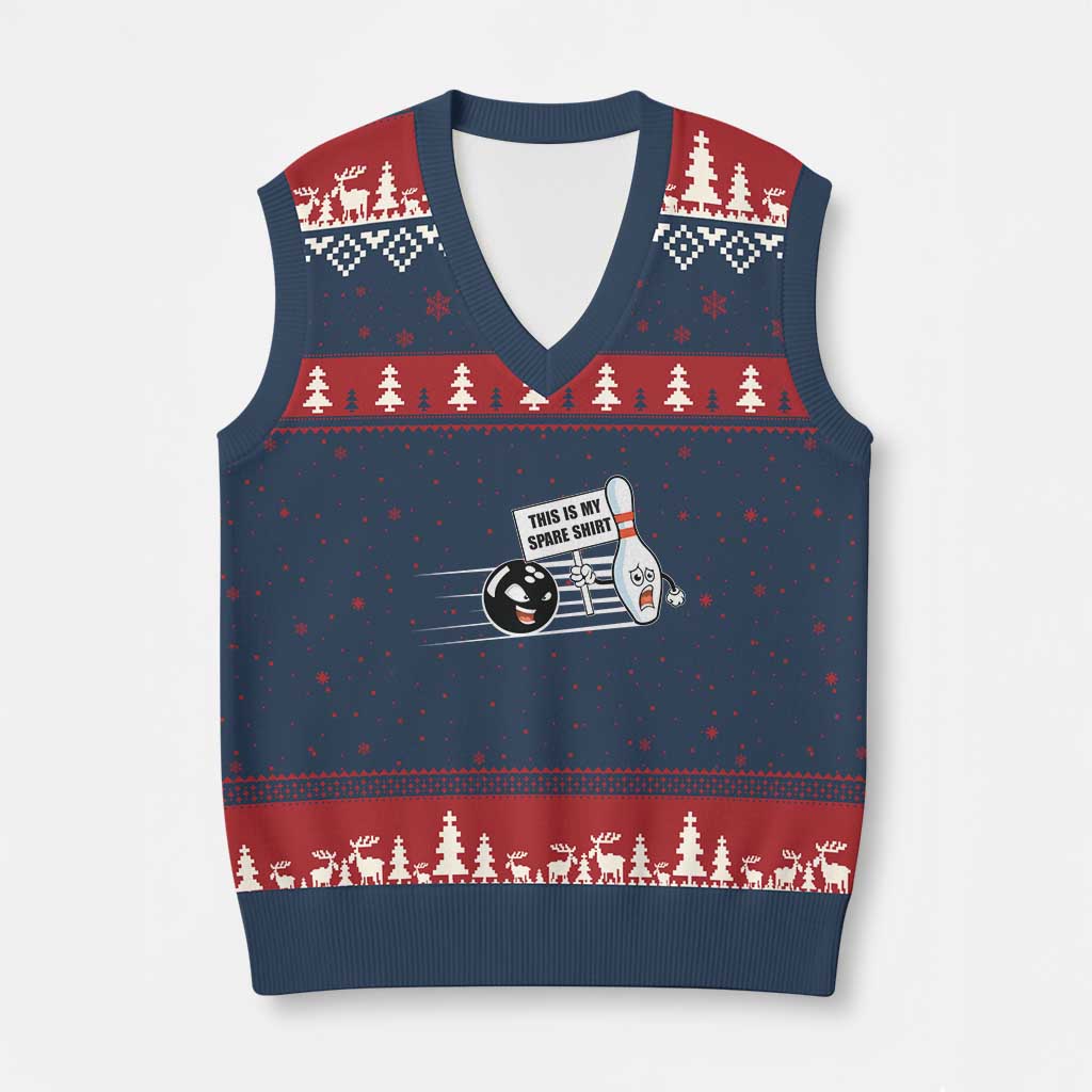This Is My Spare Shirt V-Neck Knit Sweater Vest Funny Bowling Gift TS12 Navy Red Print Your Wear