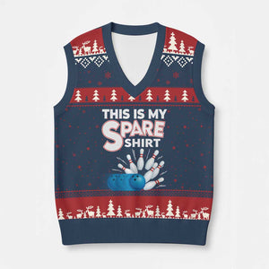 This Is My Spare Shirt V-Neck Knit Sweater Vest Bowling Pun Gift TS12 Navy Red Print Your Wear