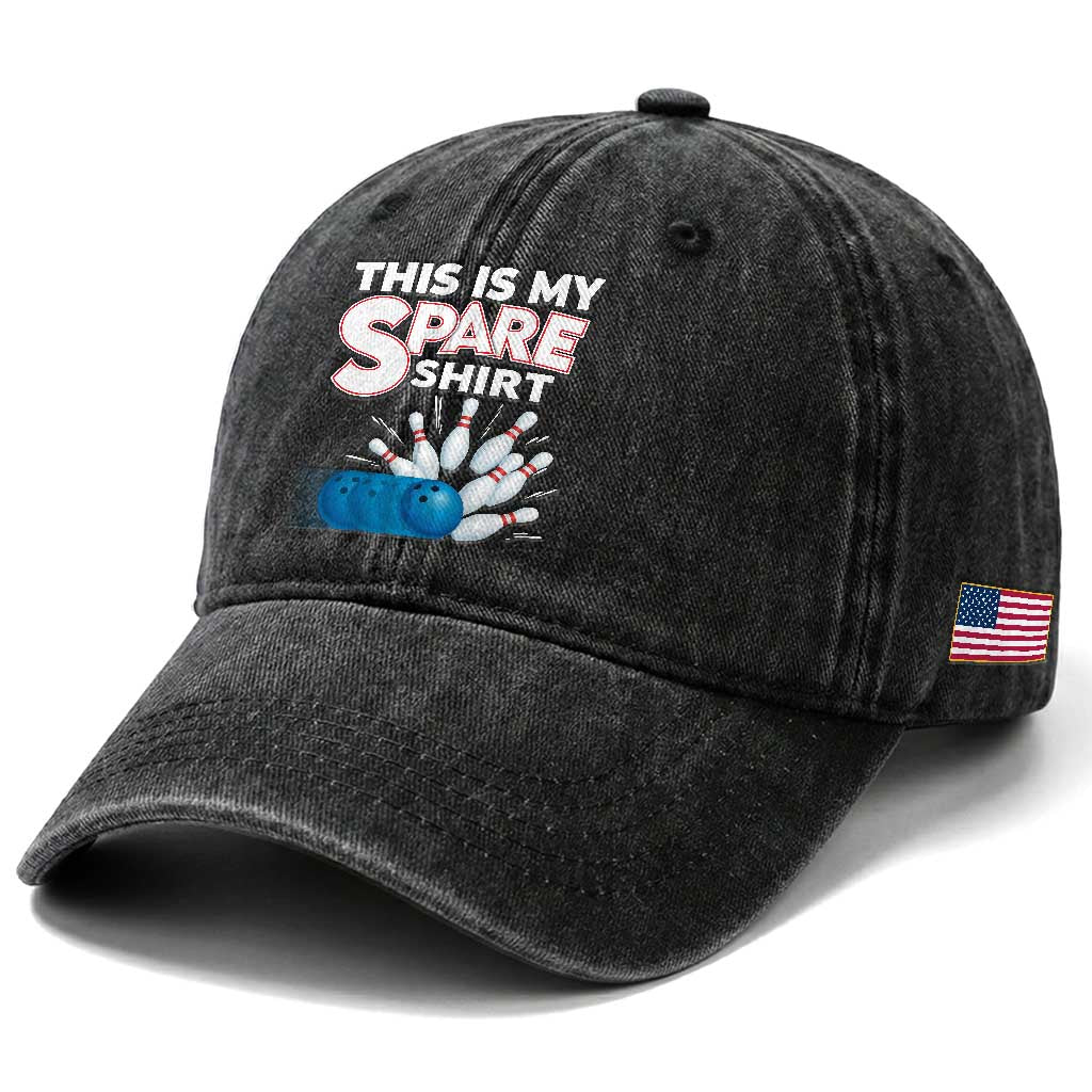 This Is My Spare Shirt Washed Cotton Baseball Cap Bowling Pun Gift TS12 Print Your Wear