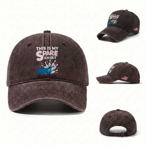 This Is My Spare Shirt Washed Cotton Baseball Cap Bowling Pun Gift TS12 Washed Cap Universal Fit Dark Brown Print Your Wear