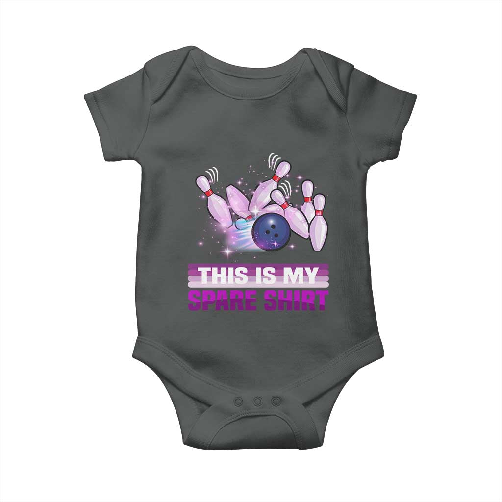 Funny Bowling Lover Baby Onesie This Is My Spare Shirt Quote TS12 Dark Heather Print Your Wear