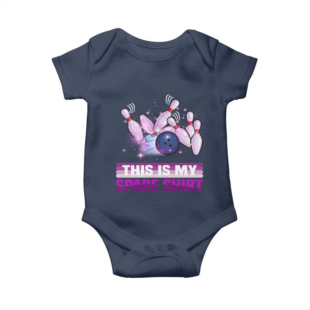 Funny Bowling Lover Baby Onesie This Is My Spare Shirt Quote TS12 Navy Print Your Wear