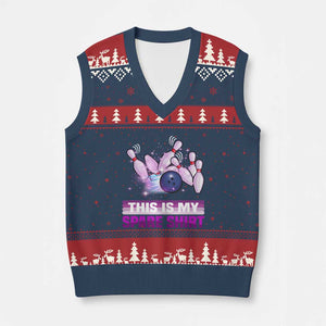 Funny Bowling Lover V-Neck Knit Sweater Vest This Is My Spare Shirt Quote TS12 Navy Red Print Your Wear