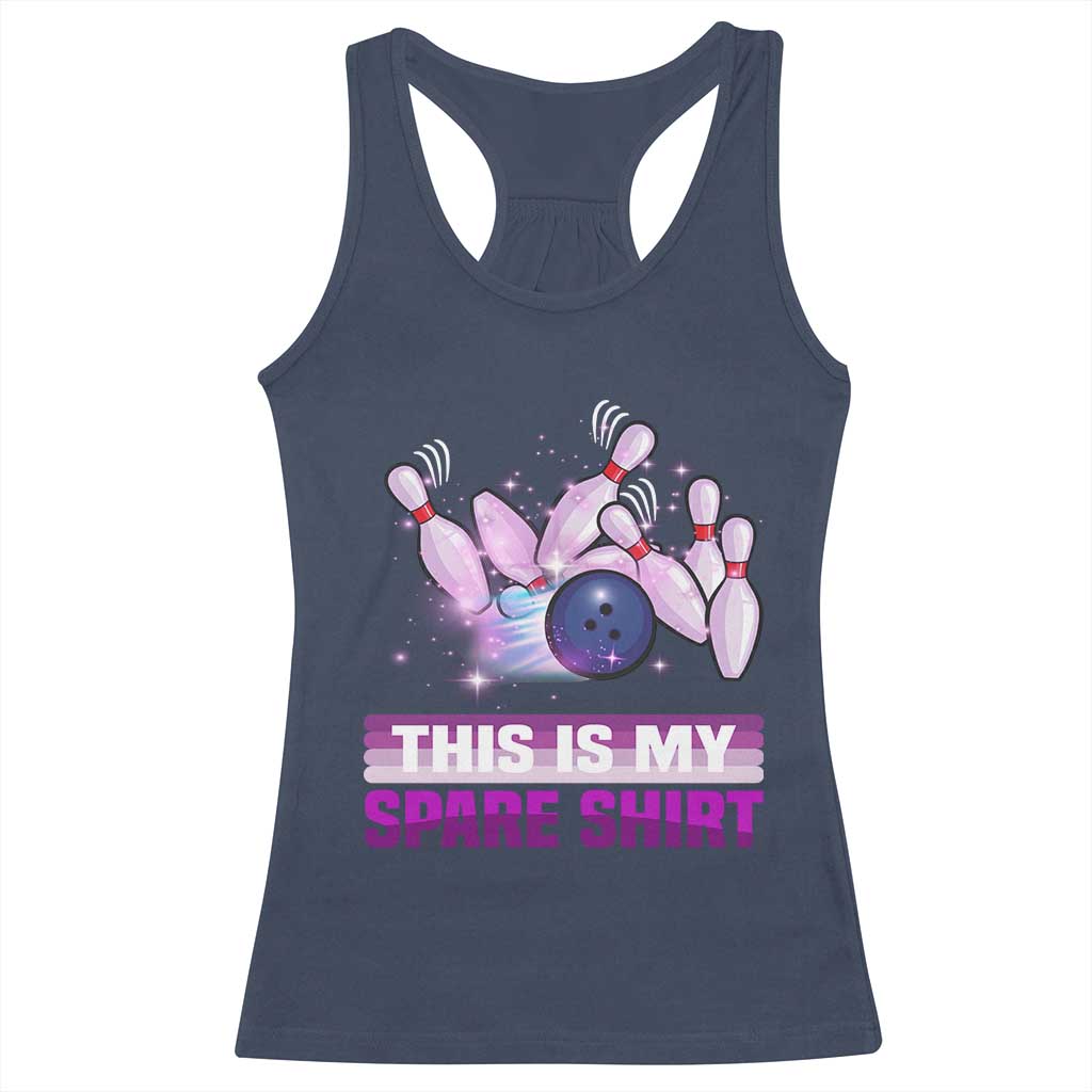Funny Bowling Lover Racerback Tank Top This Is My Spare Shirt Quote TS12 Navy Print Your Wear