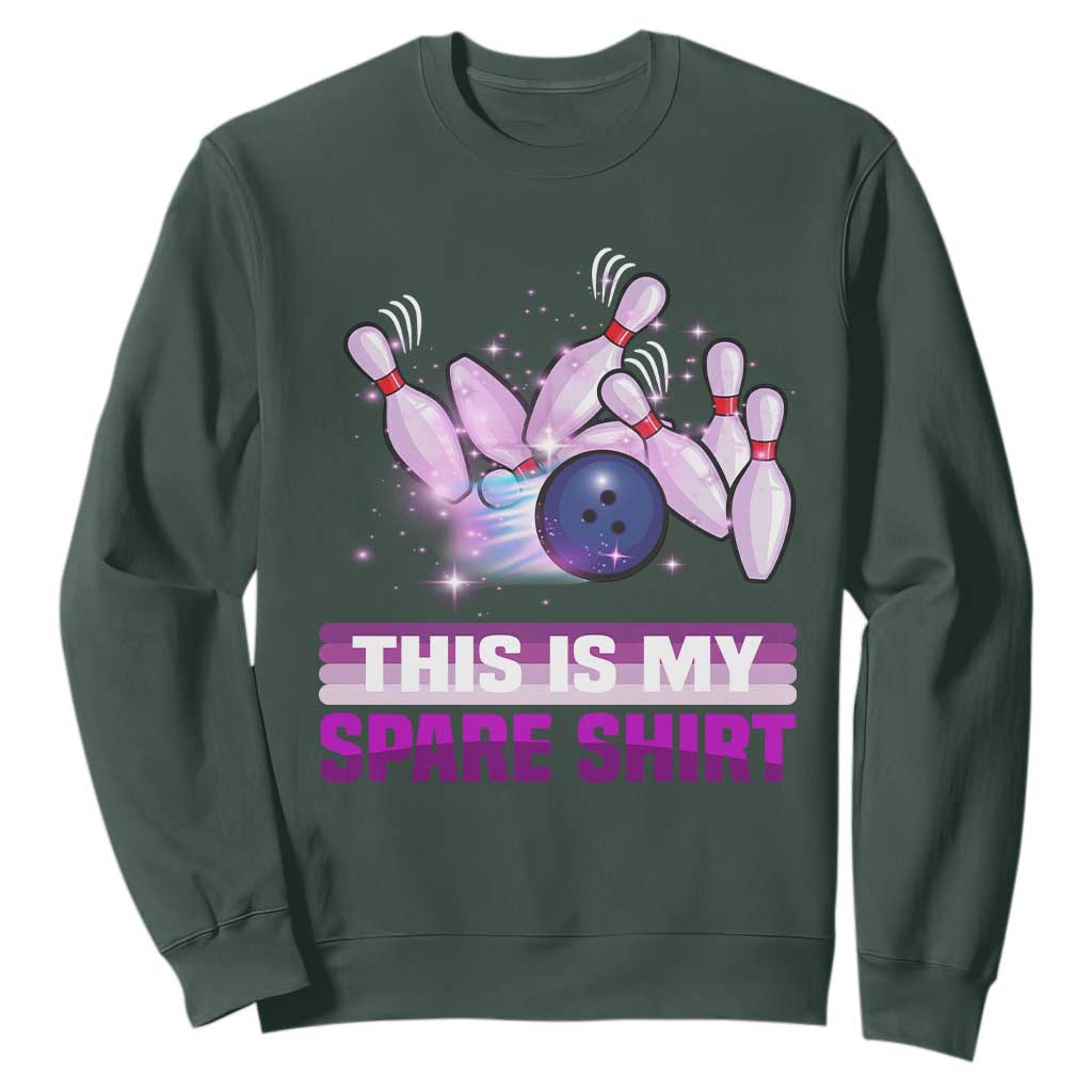 Funny Bowling Lover Sweatshirt This Is My Spare Shirt Quote TS12 Dark Forest Green Print Your Wear
