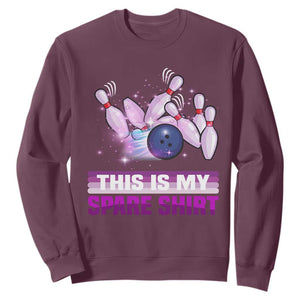 Funny Bowling Lover Sweatshirt This Is My Spare Shirt Quote TS12 Maroon Print Your Wear
