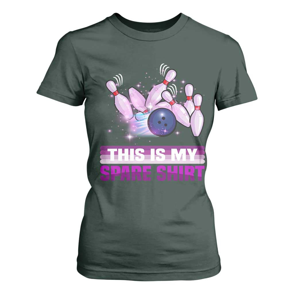 Funny Bowling Lover T Shirt For Women This Is My Spare Shirt Quote TS12 Dark Forest Green Print Your Wear