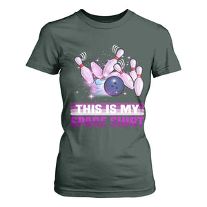 Funny Bowling Lover T Shirt For Women This Is My Spare Shirt Quote TS12 Dark Forest Green Print Your Wear