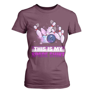 Funny Bowling Lover T Shirt For Women This Is My Spare Shirt Quote TS12 Maroon Print Your Wear