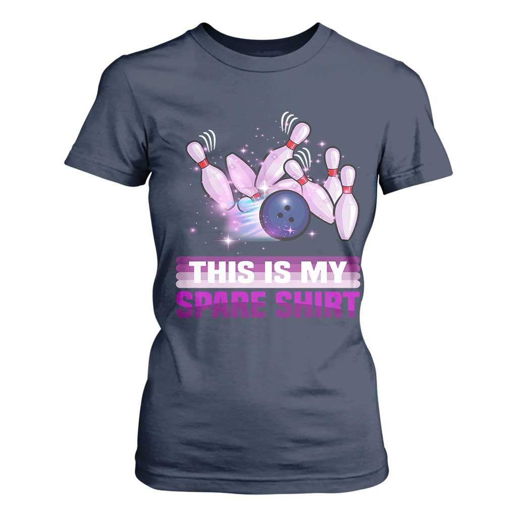 Funny Bowling Lover T Shirt For Women This Is My Spare Shirt Quote TS12 Navy Print Your Wear