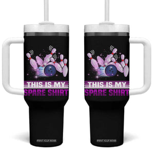 Funny Bowling Lover Tumbler With Handle This Is My Spare Shirt Quote TS12 One Size: 40 oz Black Print Your Wear