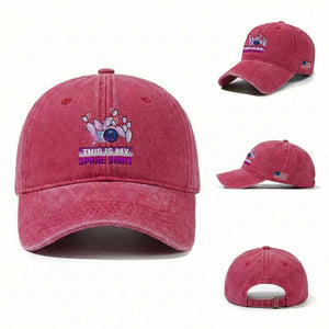 Funny Bowling Lover Washed Cotton Baseball Cap This Is My Spare Shirt Quote TS12 Washed Cap Universal Fit Red Print Your Wear