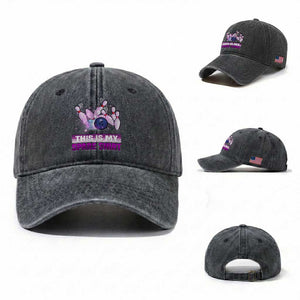 Funny Bowling Lover Washed Cotton Baseball Cap This Is My Spare Shirt Quote TS12 Washed Cap Universal Fit Dark Gray Print Your Wear