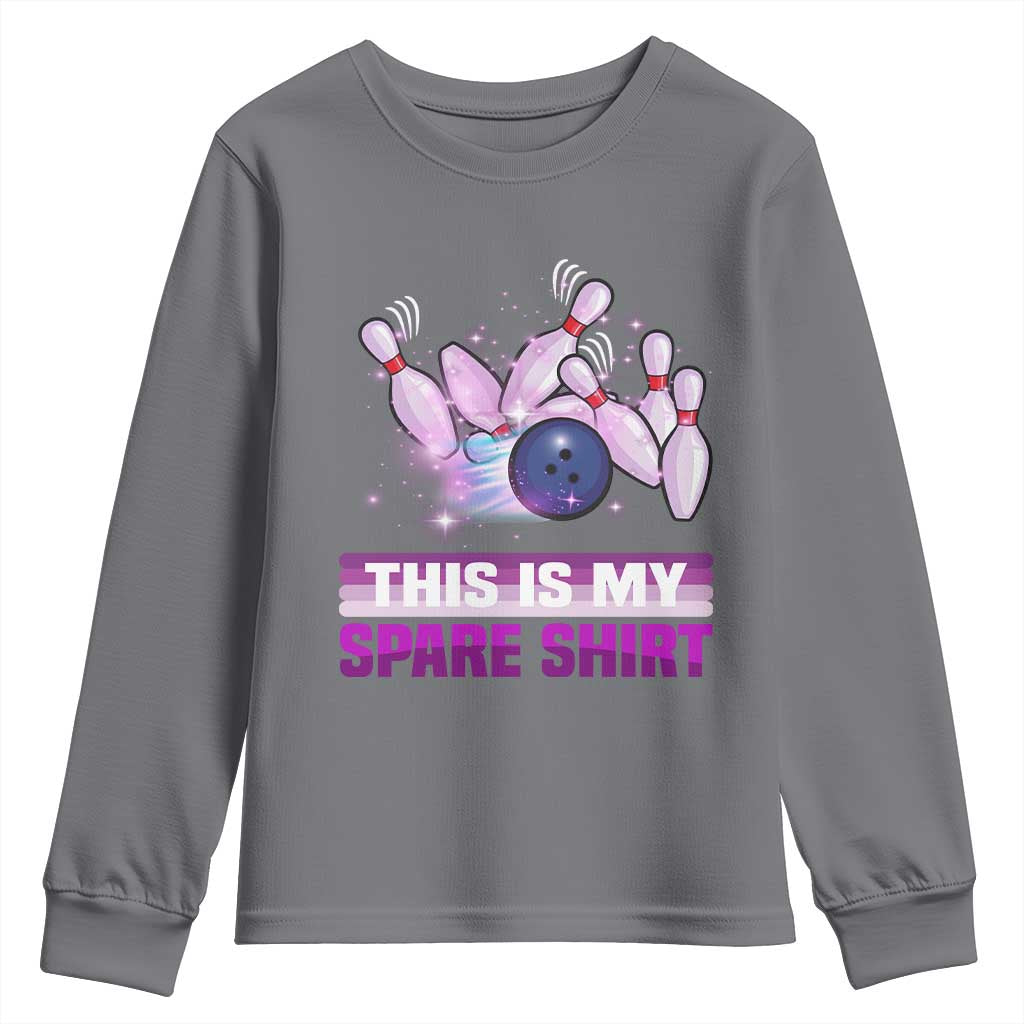 Funny Bowling Lover Youth Sweatshirt This Is My Spare Shirt Quote TS12 Charcoal Print Your Wear