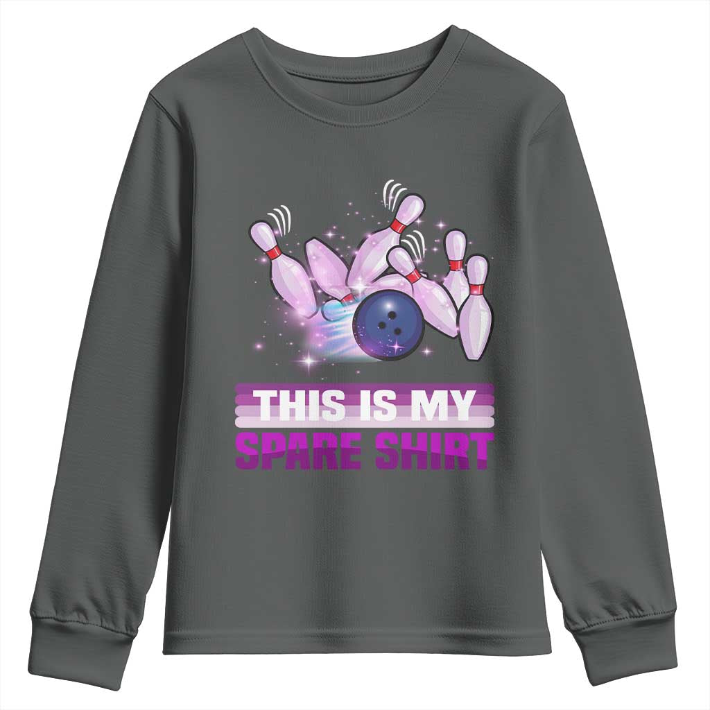 Funny Bowling Lover Youth Sweatshirt This Is My Spare Shirt Quote TS12 Dark Heather Print Your Wear