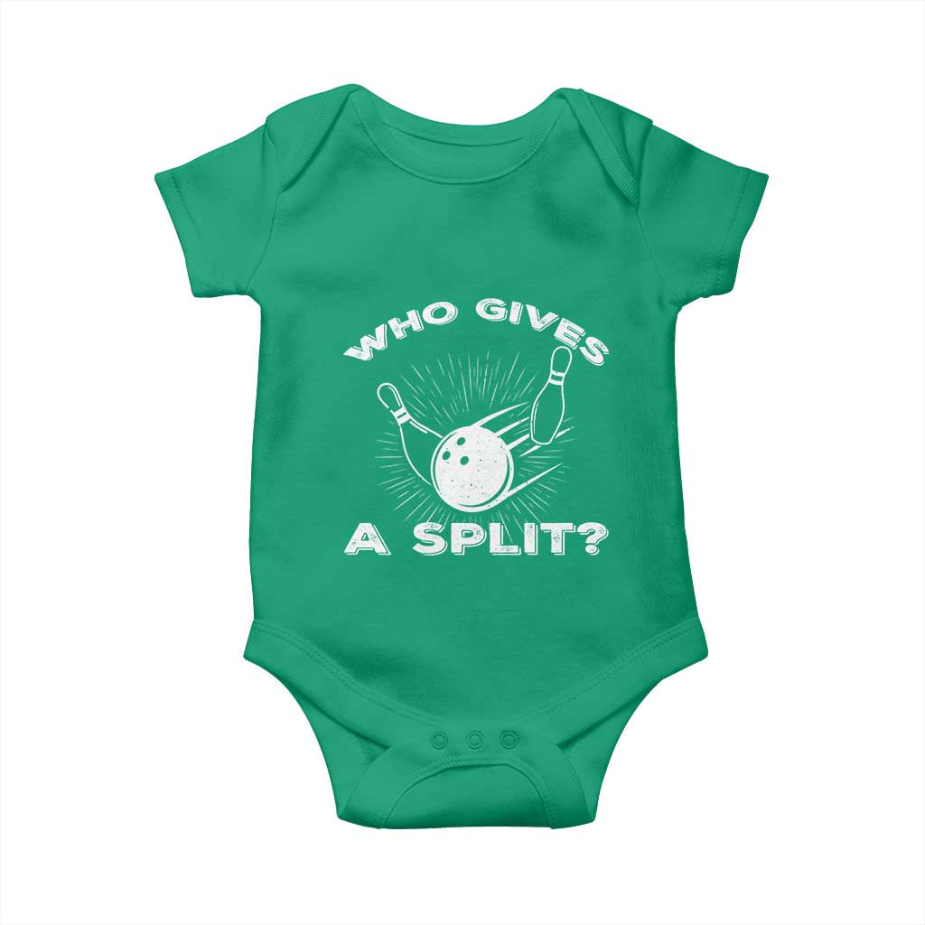 Funny Bowling Team Gift Baby Onesie Who Gives A Split Quote TS12 Irish Green Print Your Wear