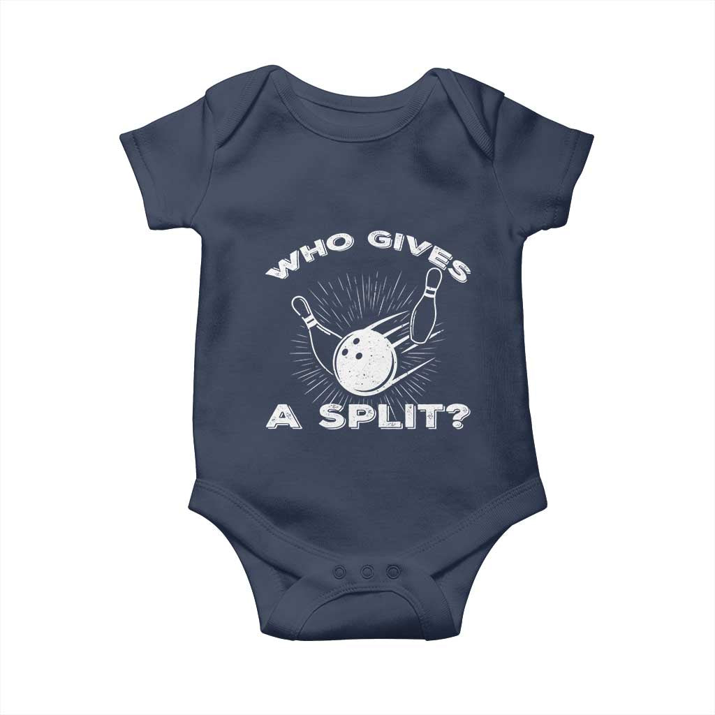 Funny Bowling Team Gift Baby Onesie Who Gives A Split Quote TS12 Navy Print Your Wear