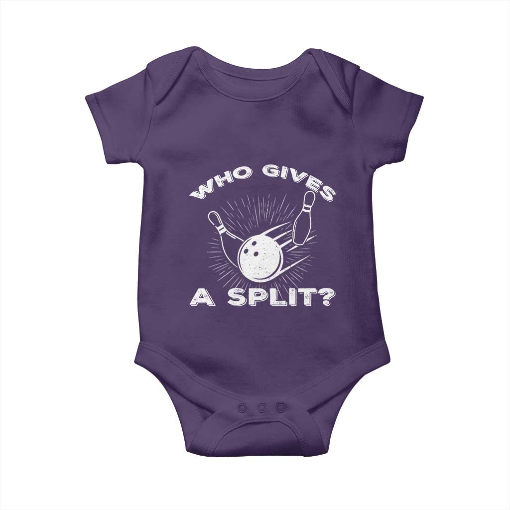 Funny Bowling Team Gift Baby Onesie Who Gives A Split Quote TS12 Purple Print Your Wear