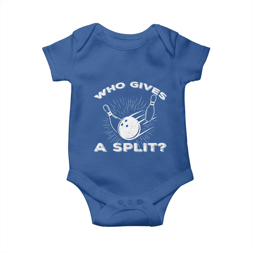 Funny Bowling Team Gift Baby Onesie Who Gives A Split Quote TS12 Royal Blue Print Your Wear