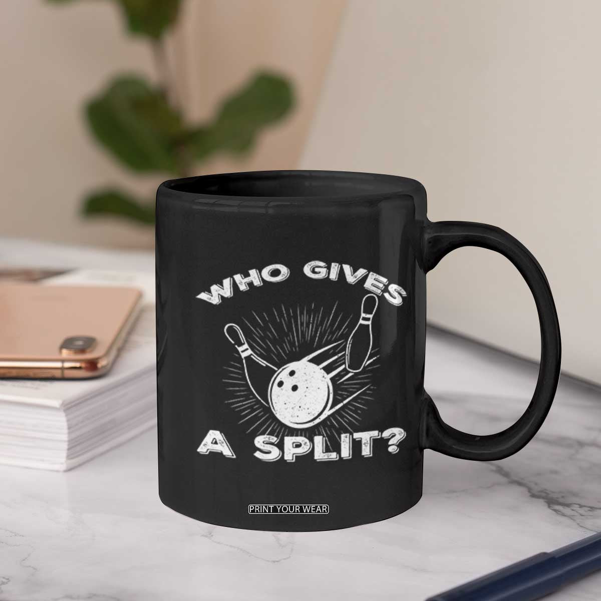Funny Bowling Team Gift Coffee Mug Who Gives A Split Quote TS12 Print Your Wear