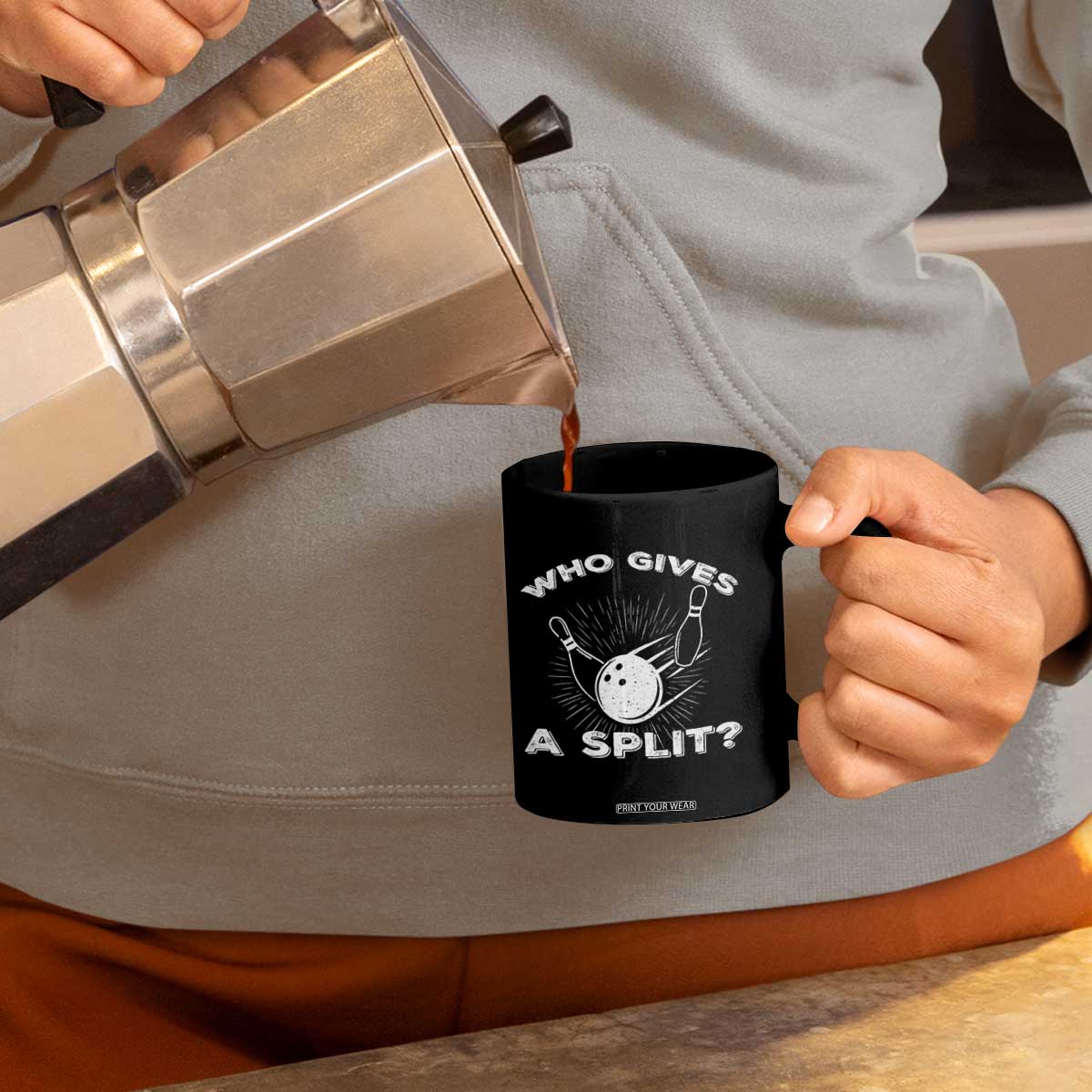 Funny Bowling Team Gift Coffee Mug Who Gives A Split Quote TS12 Print Your Wear