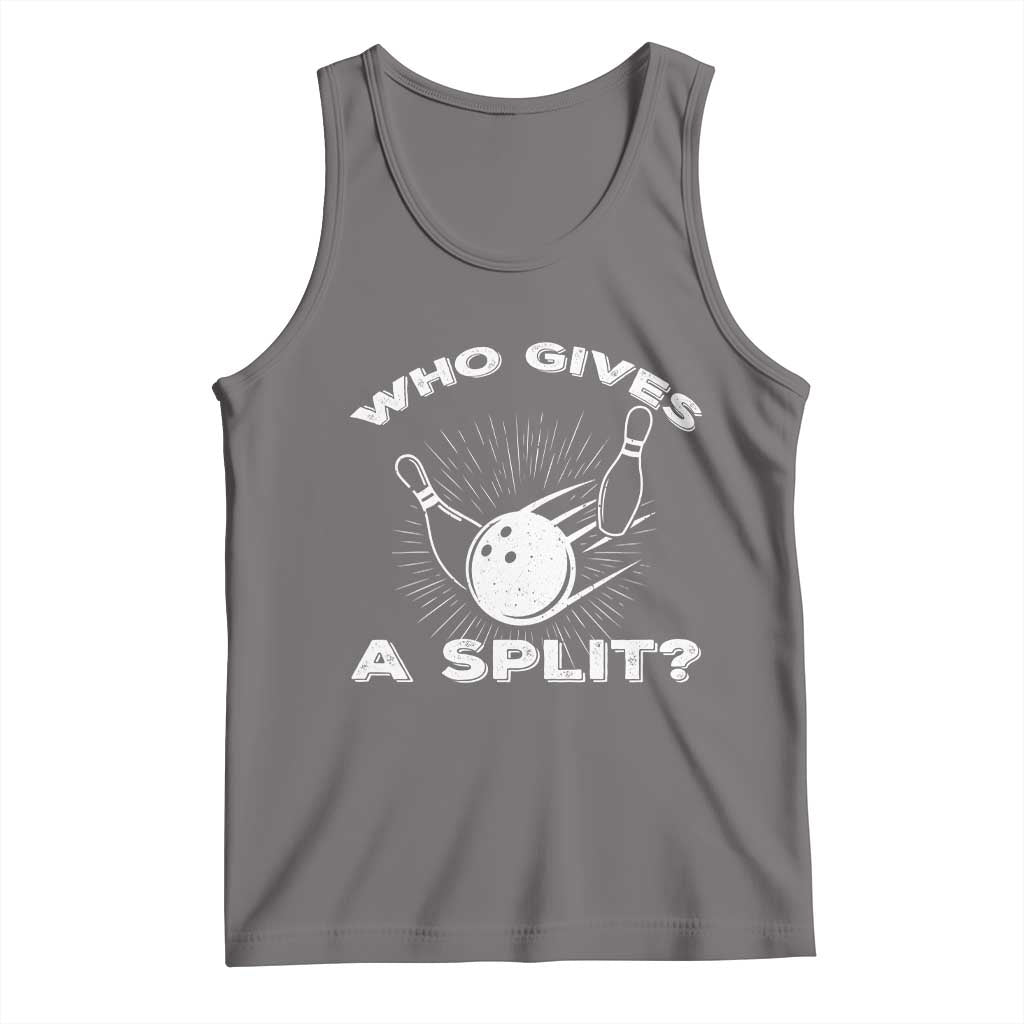 Funny Bowling Team Gift Tank Top Who Gives A Split Quote TS12 Deep Heather Print Your Wear