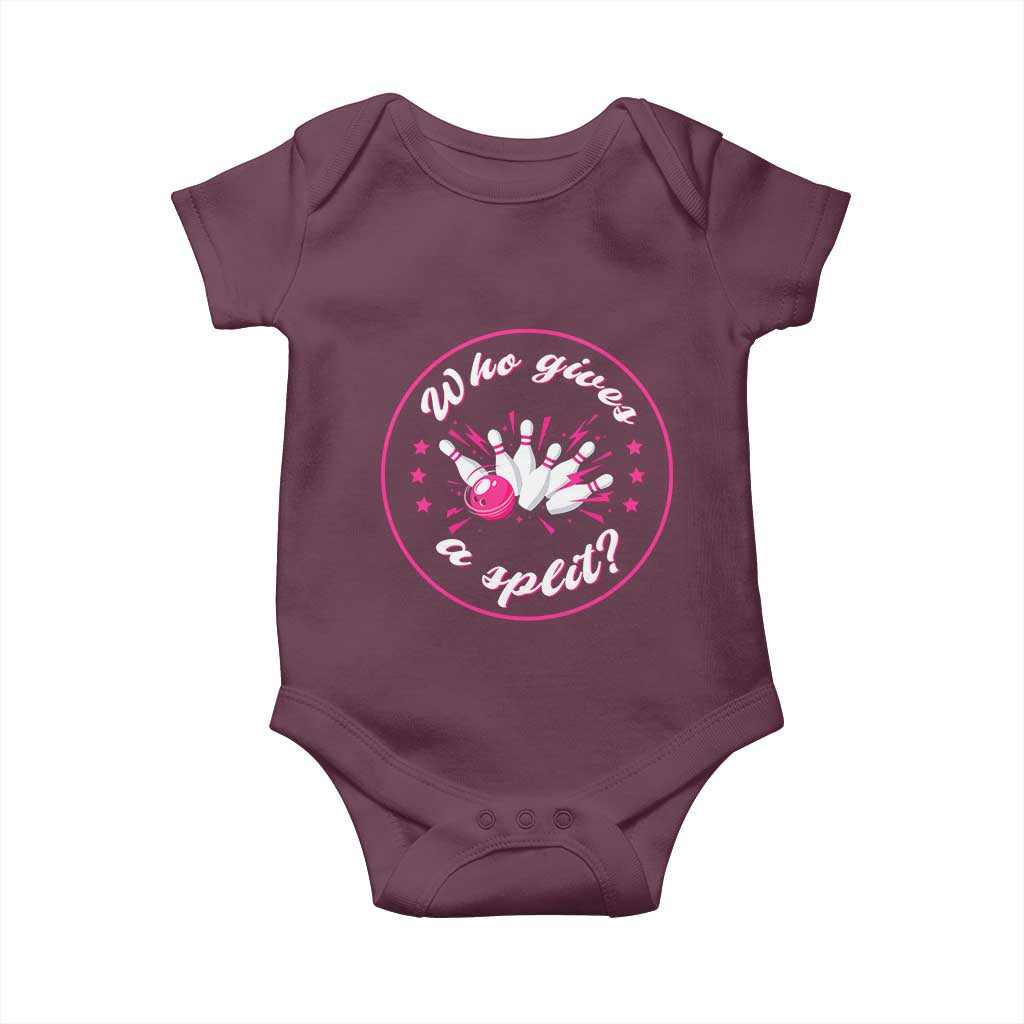 Funny Bowling Quote Baby Onesie Who Gives A Split For Women TS12 Maroon Print Your Wear
