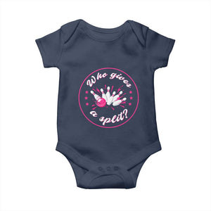 Funny Bowling Quote Baby Onesie Who Gives A Split For Women TS12 Navy Print Your Wear