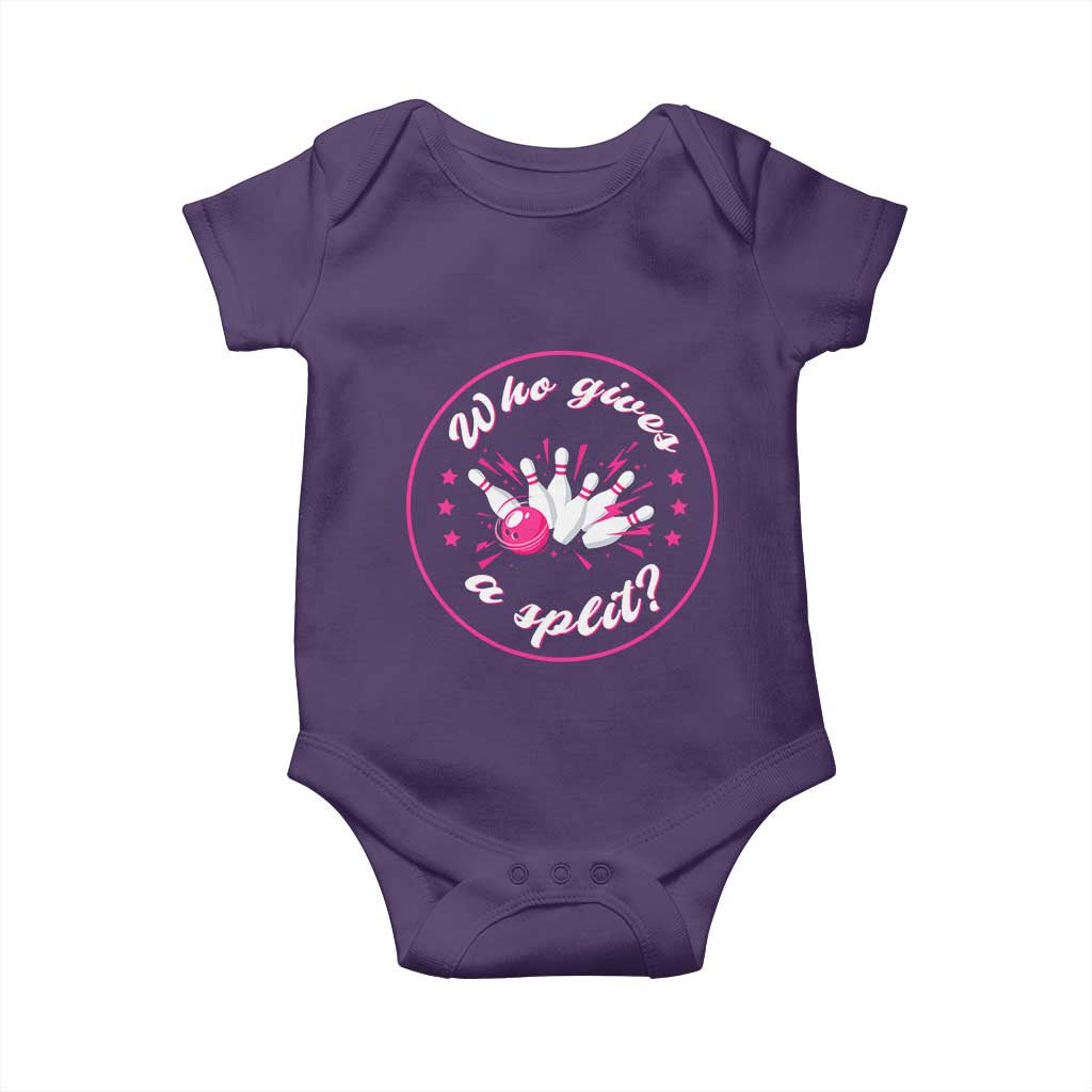 Funny Bowling Quote Baby Onesie Who Gives A Split For Women TS12 Purple Print Your Wear