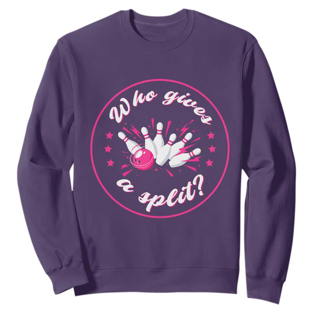 Funny Bowling Quote Sweatshirt Who Gives A Split For Women TS12 Purple Print Your Wear