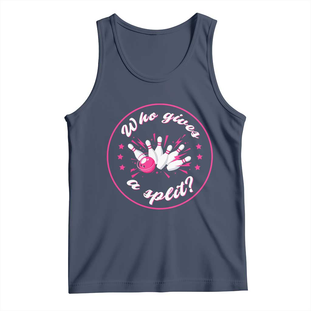 Funny Bowling Quote Tank Top Who Gives A Split For Women TS12 Navy Print Your Wear