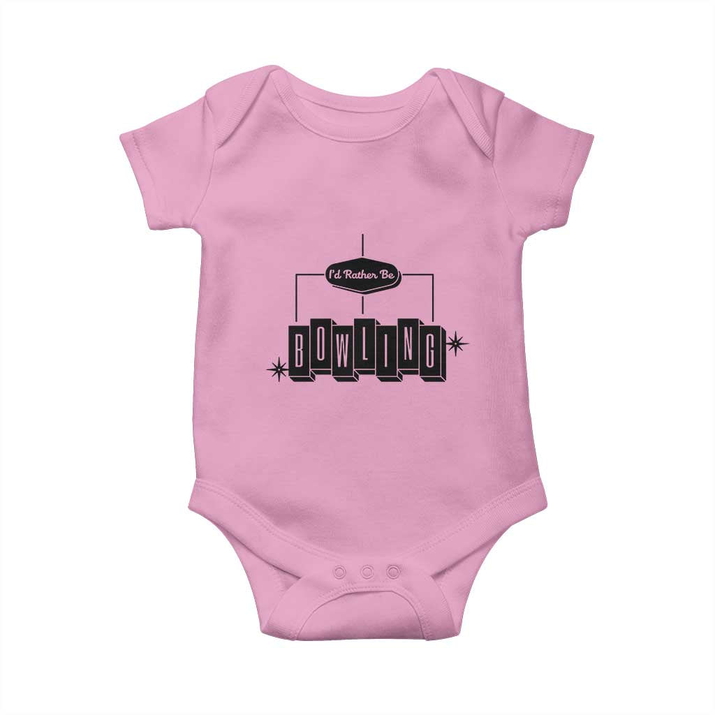 Id Rather Be Bowling Baby Onesie Funny Bowler Gift TS12 Light Pink Print Your Wear