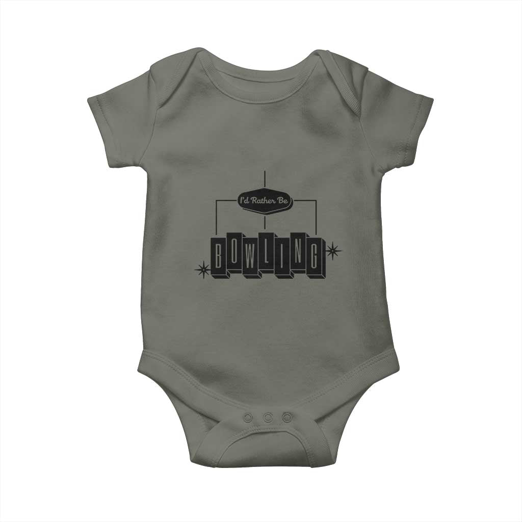 Id Rather Be Bowling Baby Onesie Funny Bowler Gift TS12 Military Green Print Your Wear