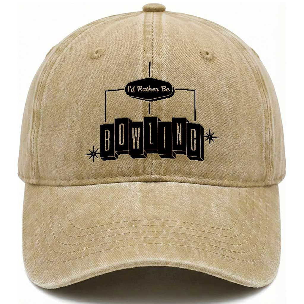 Id Rather Be Bowling Washed Cotton Baseball Cap Funny Bowler Gift TS12 Print Your Wear