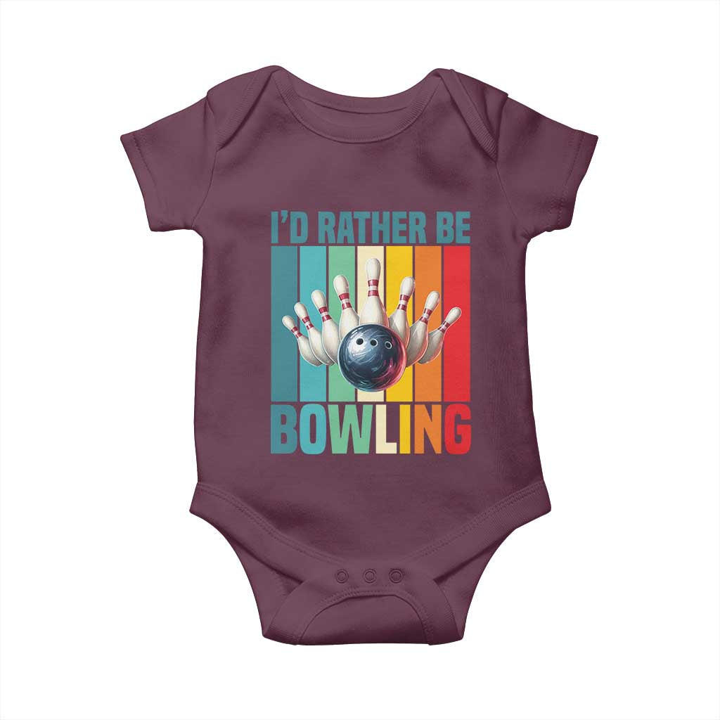 Funny Bowling Quote Baby Onesie Id Rather Be Bowling Gift TS12 Maroon Print Your Wear