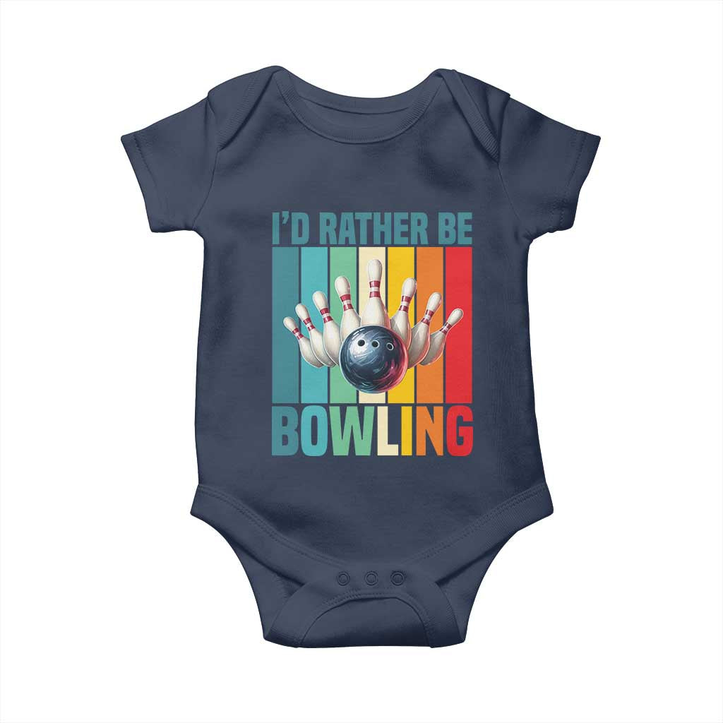 Funny Bowling Quote Baby Onesie Id Rather Be Bowling Gift TS12 Navy Print Your Wear