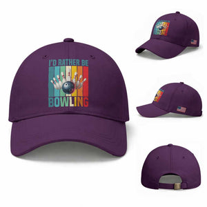 Funny Bowling Quote Baseball Cap Id Rather Be Bowling Gift TS12 Baseball Cap Universal Fit Purple Print Your Wear