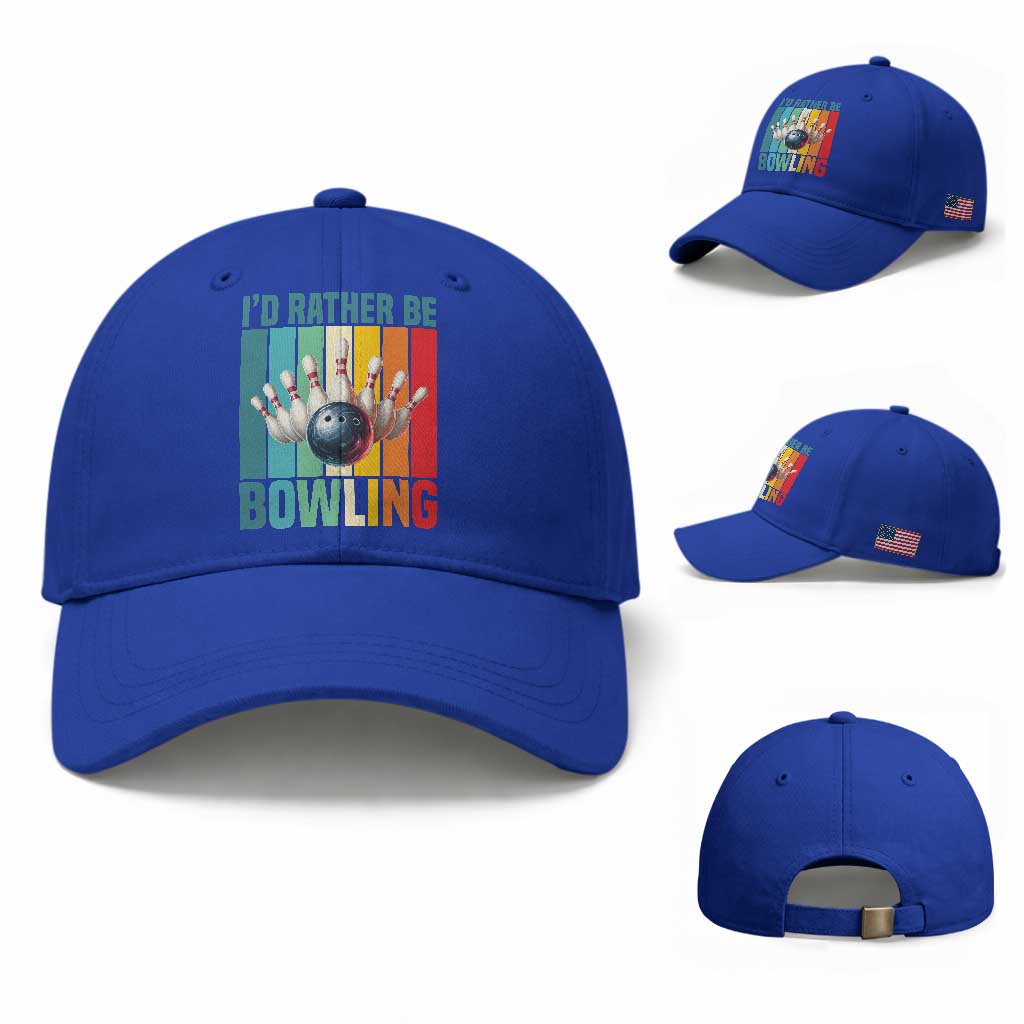 Funny Bowling Quote Baseball Cap Id Rather Be Bowling Gift TS12 Baseball Cap Universal Fit Royal Blue Print Your Wear
