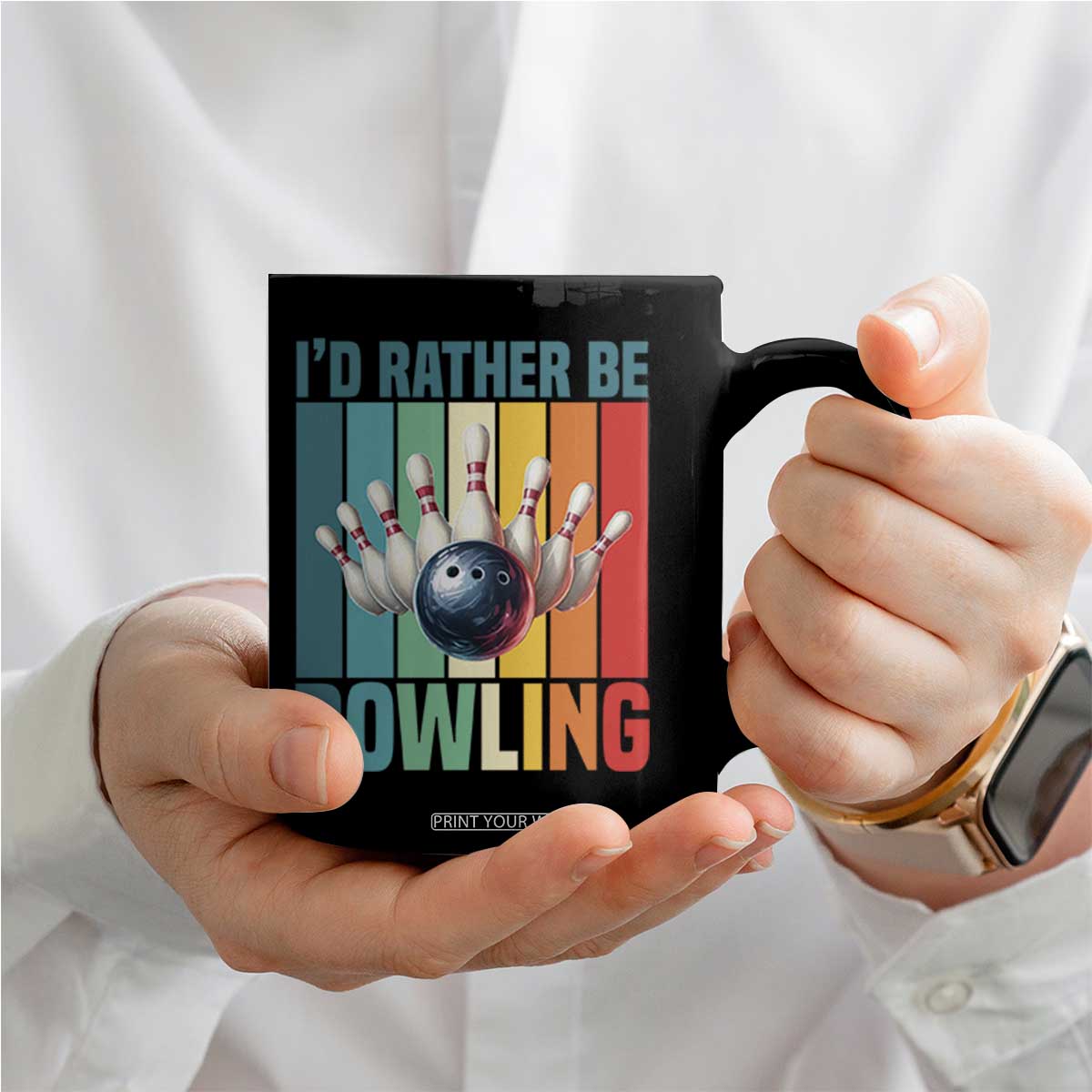 Funny Bowling Quote Coffee Mug Id Rather Be Bowling Gift TS12 Print Your Wear