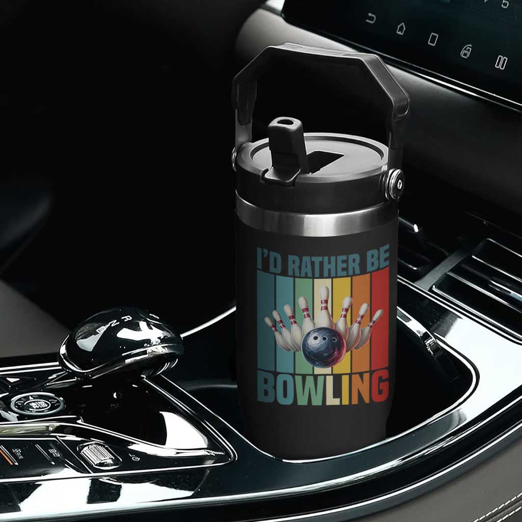 Funny Bowling Quote Flip Straw Tumbler Id Rather Be Bowling Gift TS12 Print Your Wear
