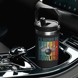 Funny Bowling Quote Flip Straw Tumbler Id Rather Be Bowling Gift TS12 Print Your Wear