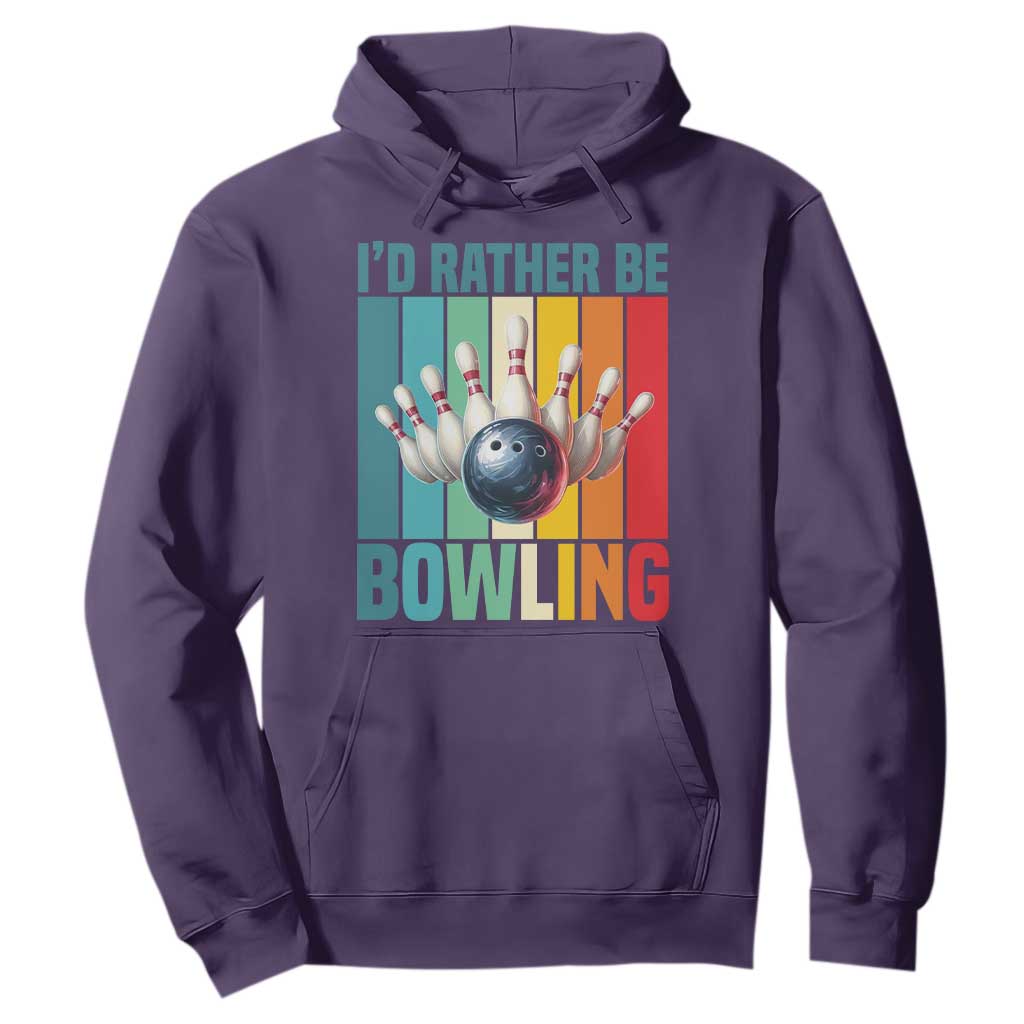 Funny Bowling Quote Hoodie Id Rather Be Bowling Gift TS12 Purple Print Your Wear