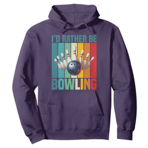 Funny Bowling Quote Hoodie Id Rather Be Bowling Gift TS12 Purple Print Your Wear